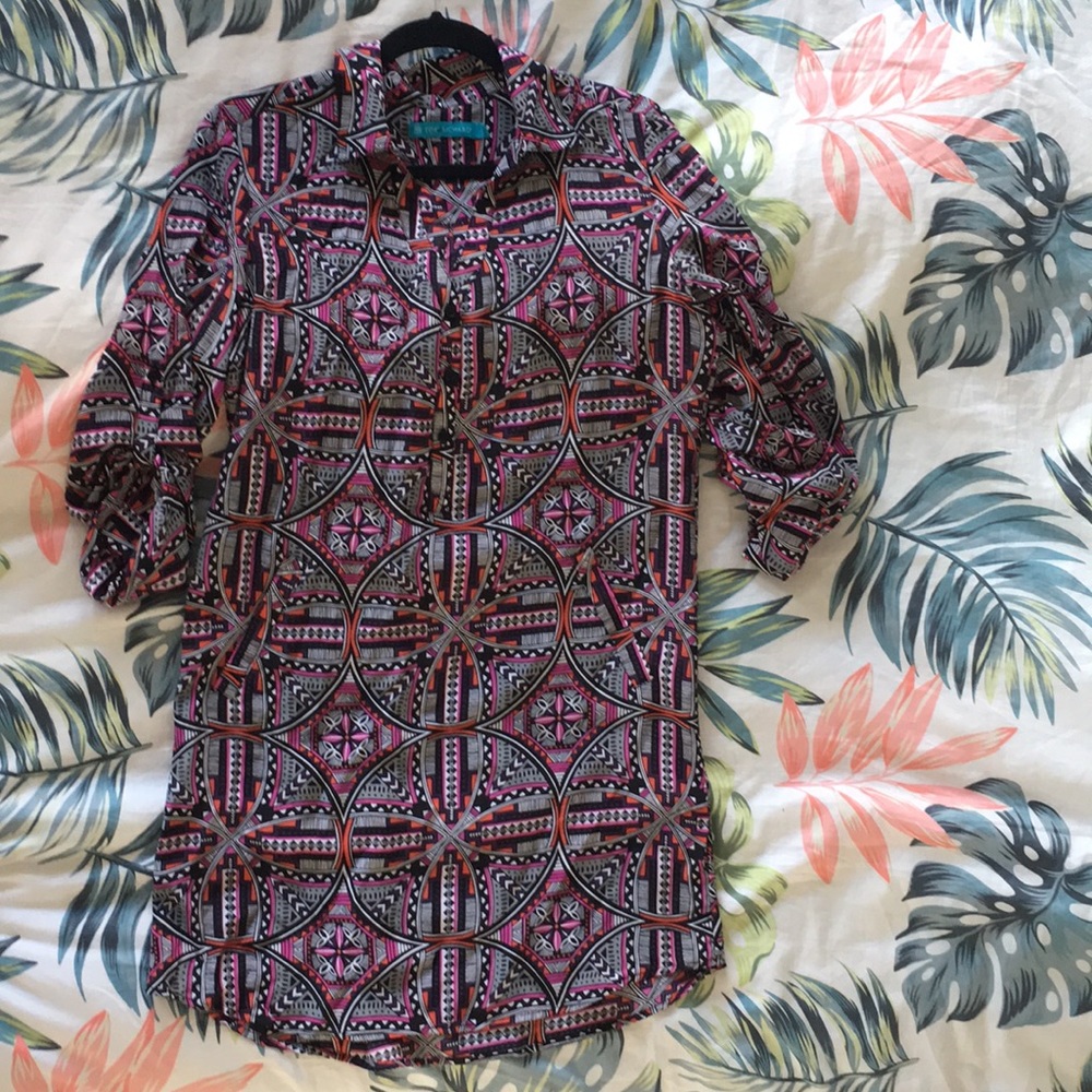 Tori Richard 100% Silk Printed Shirt Dress